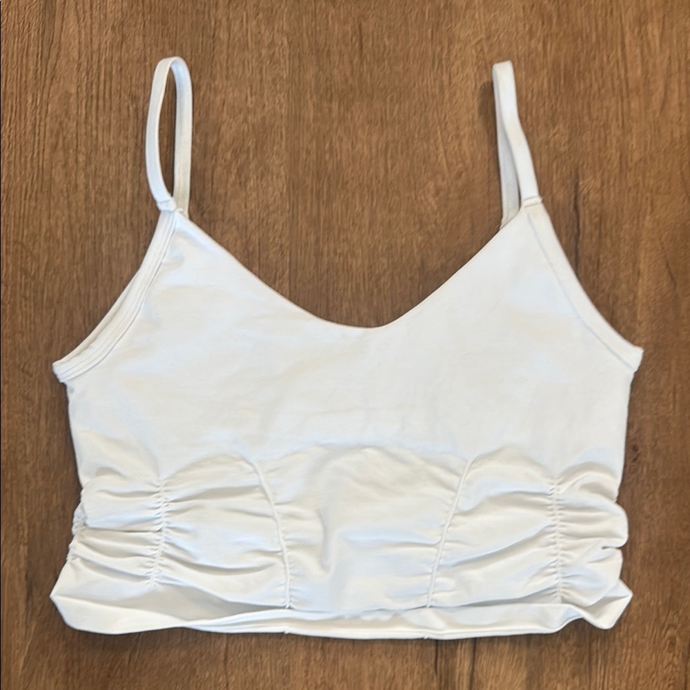 Free People White Ruched Crop Camisole